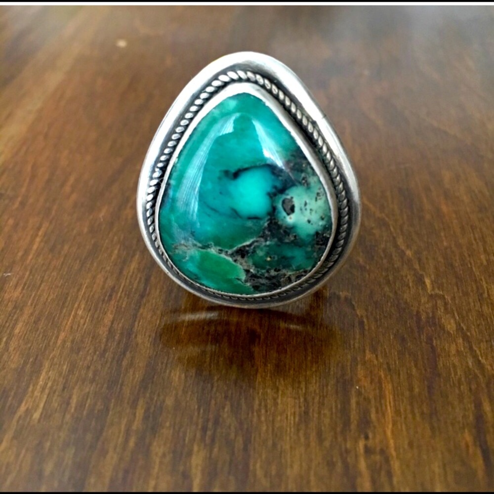 Genuine Sterling Silver Turquoise Boho Ring